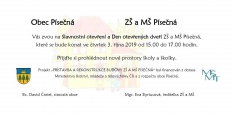 Slavnostní otevření a Den otevřených dveří ZŠ a MŠ Písečná